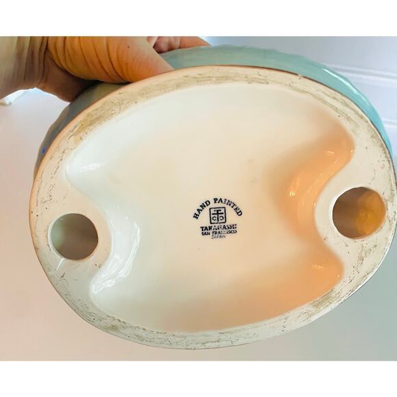 Vtg Majolica Handpainted Takahshi San Francisco Japan Deer Dish - Picture 7 of 8